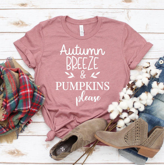 Autumn Breeze & Pumpkin Please T-shirt - Autumn Apparel